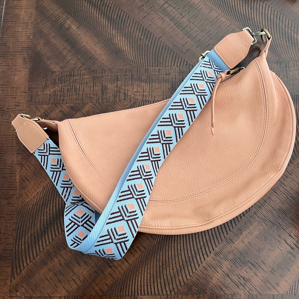 Anthropology Crossbody Bag with Patterned Strap.